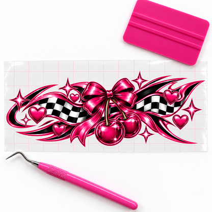 Cherry Rush Bow Side Panel Car Decal | Pink Cherry Racing Decal