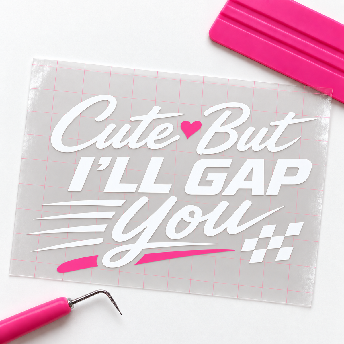 Cute But I’ll Gap You Car Decal | White & Pink Vinyl Window Decal