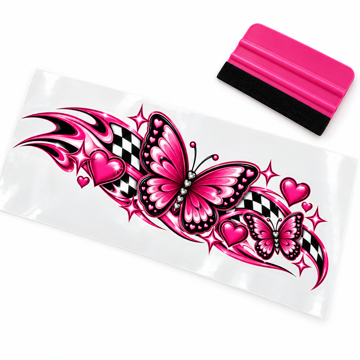 Butterfly Rush Side Panel Car Decal | Pink Racing Butterfly Decal
