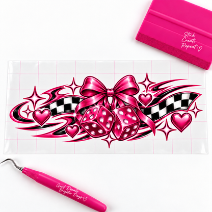 Dice Rush Side Panel Car Decal | Pink Dice Racing Decal