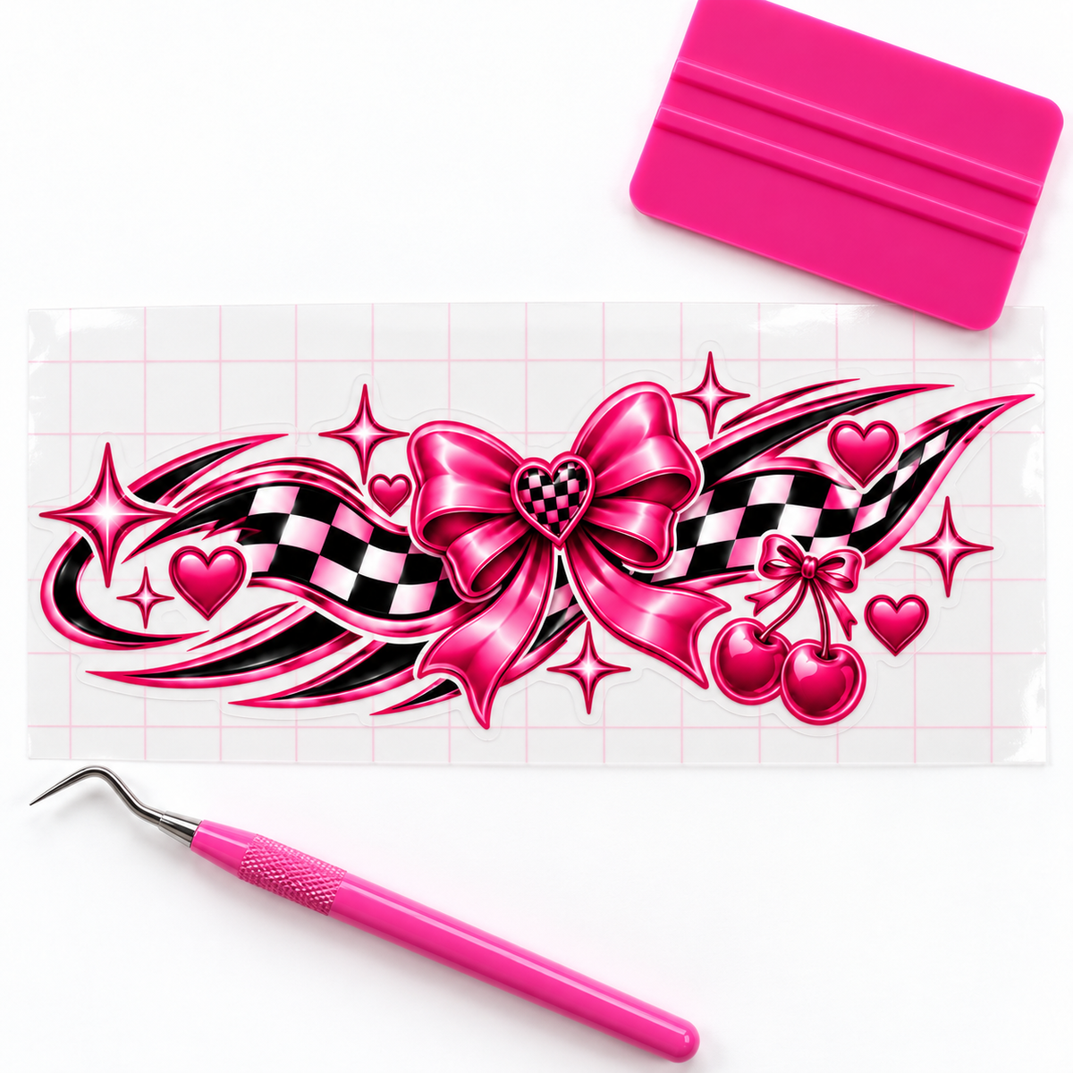 Pretty Bow Racer Side Panel Car Decal | Pink Racing Vinyl Decal