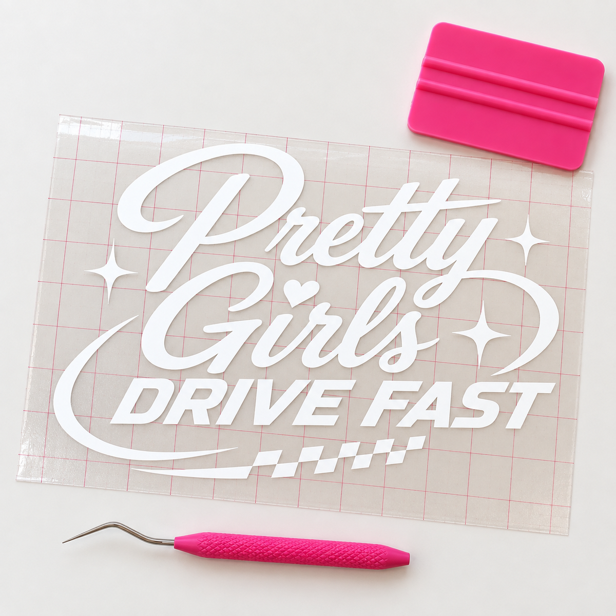 Pretty Girls Drive Fast Car Decal | White Vinyl Window Decal