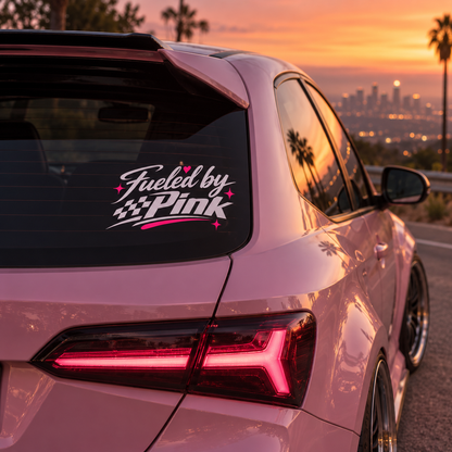 Fueled by Pink Car Decal | Pink Racing Car Girl Vinyl Decal