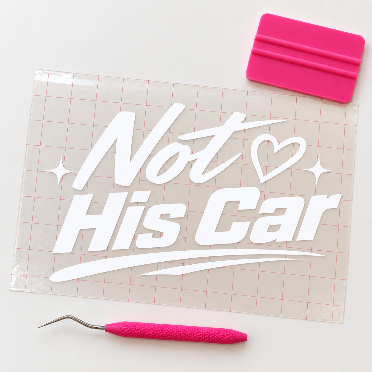 Not His Car Decal | White & Pink Car Window Decal