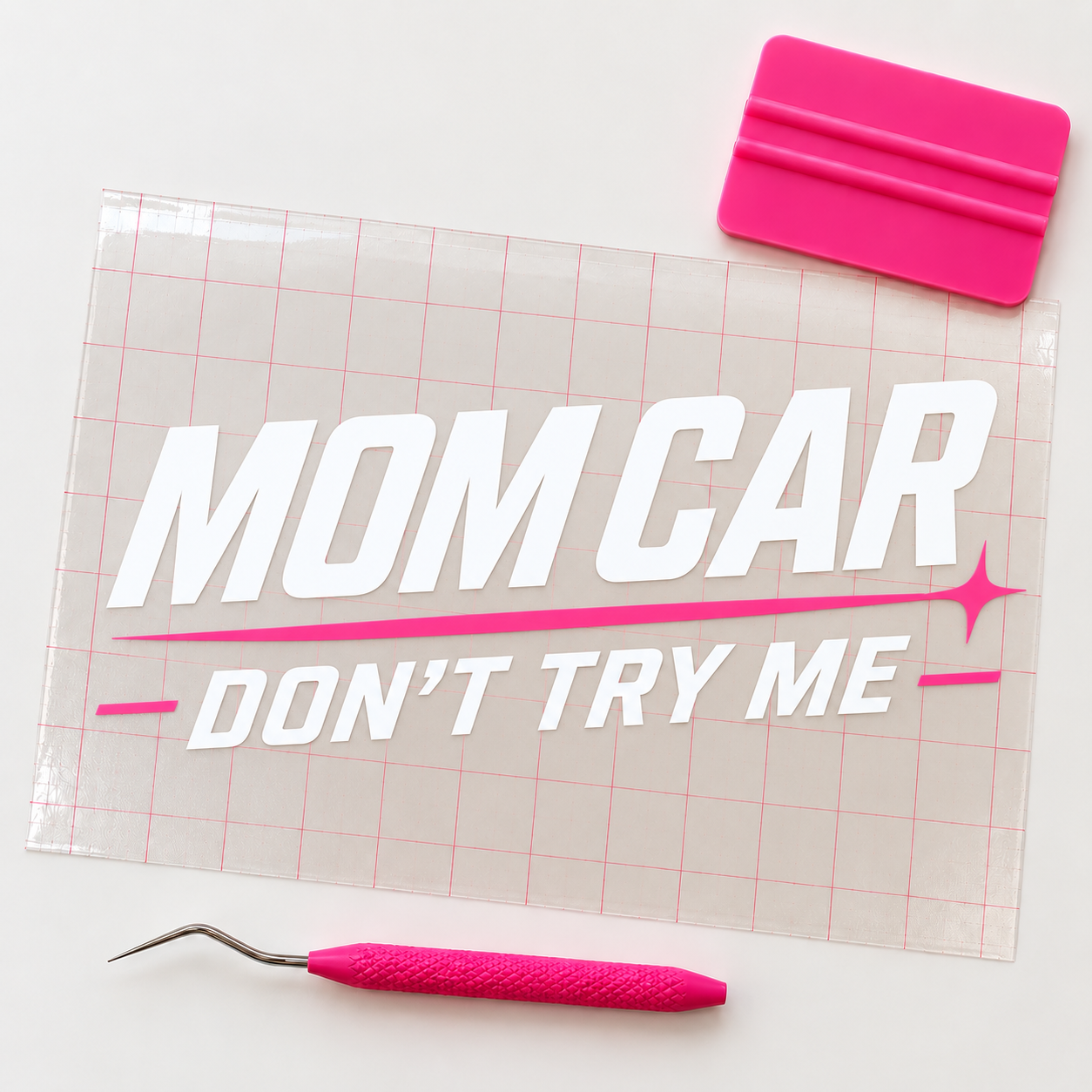 Mom Car Don’t Try Me Decal | White & Pink Car Window Decal