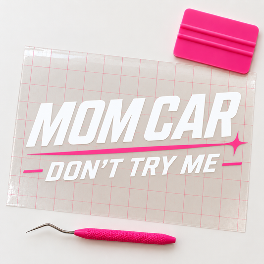 Mom Car Don’t Try Me Decal | White & Pink Car Window Decal